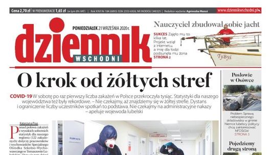 Pierwsza strona Dziennika Wschodniego z 21 września 2020 r.
