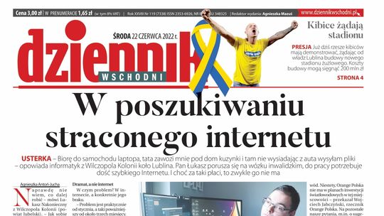 Pierwsza strona Dziennika Wschodniego z 22 czerwca 2022 roku