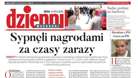 Pierwsza strona Dziennika Wschodniego z 22 lipca 2020 r.