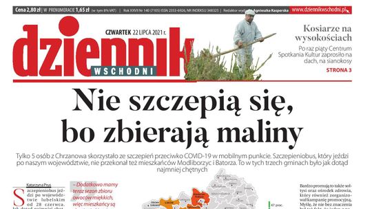 Pierwsza strona Dziennika Wschodniego z 22 lipca 2021 r.