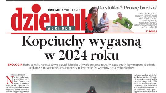 Pierwsza strona Dziennika Wschodniego z 22 lutego 2021 r.