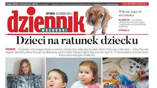 Pierwsza strona Dziennika Wschodniego z 22 lutego 2021 r.