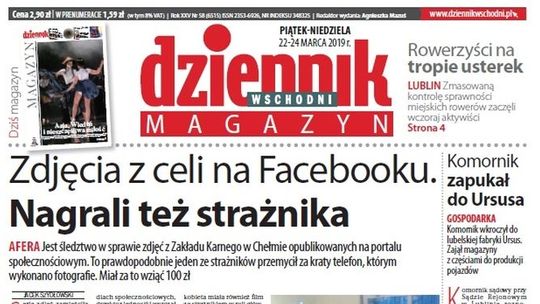 Pierwsza strona Dziennika Wschodniego z 22 marca 2019 roku