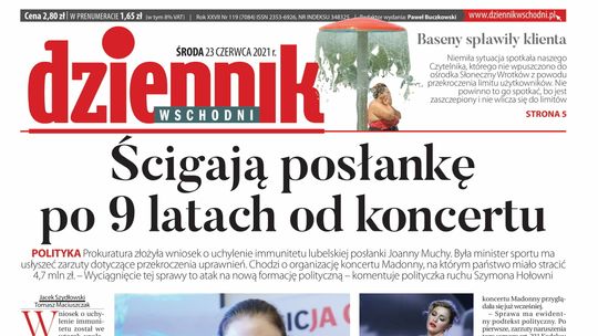 Pierwsza strona Dziennika Wschodniego z 23 czerwca 2021 roku