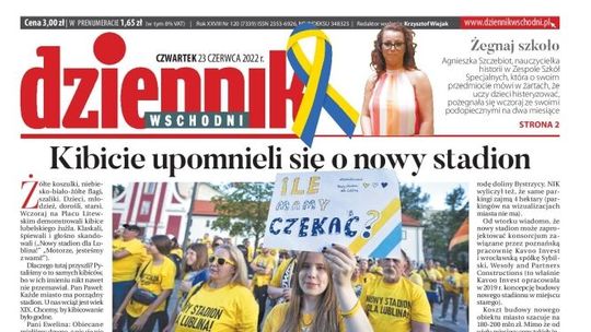 Pierwsza strona Dziennika Wschodniego z 23 czerwca 2022 r.