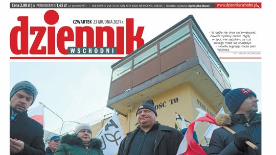  Pierwsza strona Dziennika Wschodniego z 23 grudnia 2021 roku 