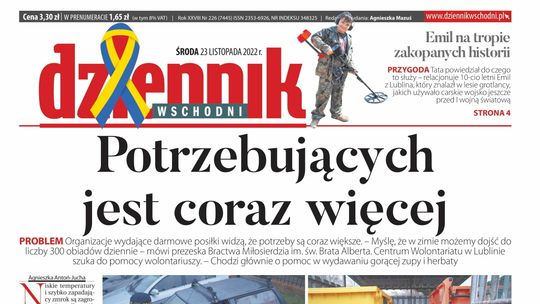  Pierwsza strona Dziennika Wschodniego z 23 listopada 2022 r. 