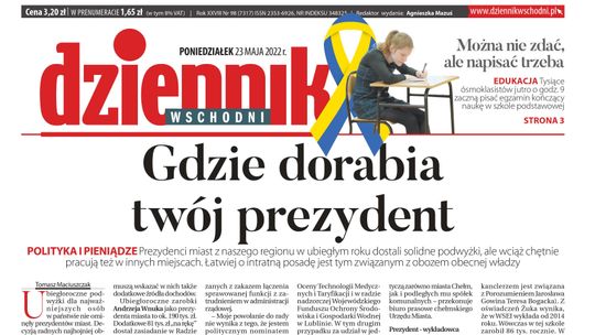  Pierwsza strona Dziennika Wschodniego z 23 maja 2022 r. 