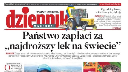 Pierwsza strona Dziennika Wschodniego z 23 sierpnia 2022 r.