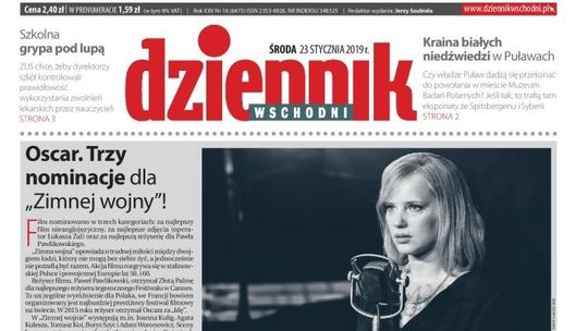 Pierwsza strona Dziennika Wschodniego z 23 stycznia 2019