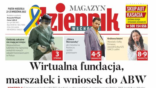  Pierwsza strona Dziennika Wschodniego z 23 września 2022 r. 