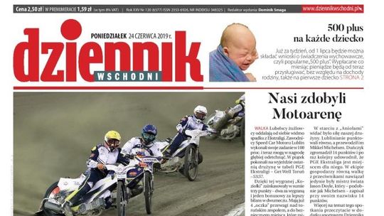 Pierwsza strona Dziennika Wschodniego z 24 czerwca 2019 r.