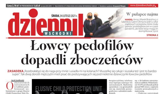 Pierwsza strona Dziennika Wschodniego z 24 lutego 2021 roku