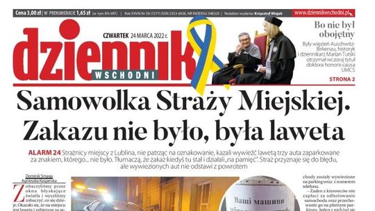 Pierwsza strona Dziennika Wschodniego z 24 marca 2022 r.