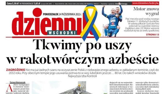 Pierwsza strona Dziennika Wschodniego z 24 października 2022 r.
