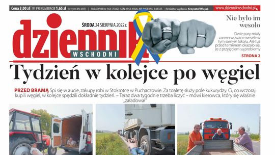 Pierwsza strona Dziennika Wschodniego z 24 sierpnia 2022 roku