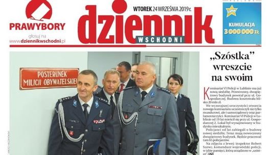 Pierwsza strona Dziennika Wschodniego z 24 września 2019 r.