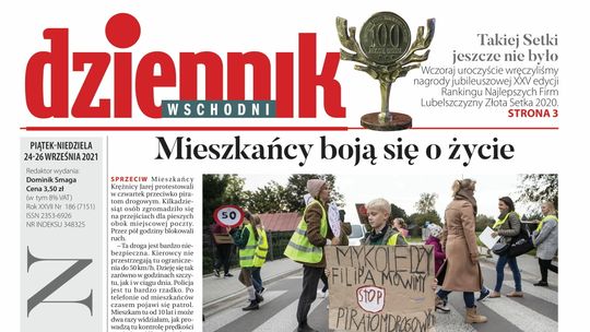 Pierwsza strona Dziennika Wschodniego z 24 września 2021 roku