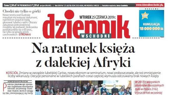 Pierwsza strona Dziennika Wschodniego z 25.06.2019