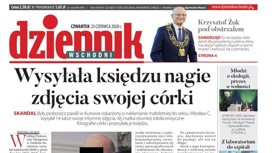 Pierwsza strona Dziennika Wschodniego z 25 czerwca 2020 r.