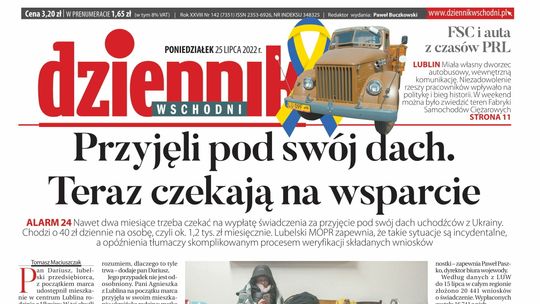  Pierwsza strona Dziennika Wschodniego z 25 lipca 2022 r. 