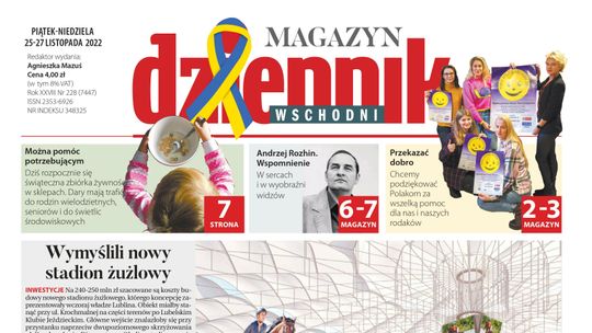  Pierwsza strona Dziennika Wschodniego z 25 listopada 2022 r. 