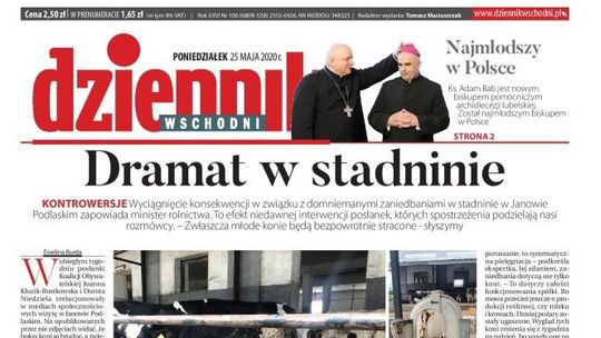 Pierwsza strona Dziennika Wschodniego z 25 maja 2020 r.