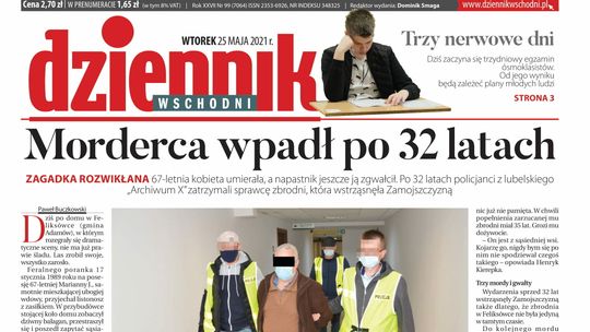 Pierwsza strona Dziennika Wschodniego z 25 maja 2021
