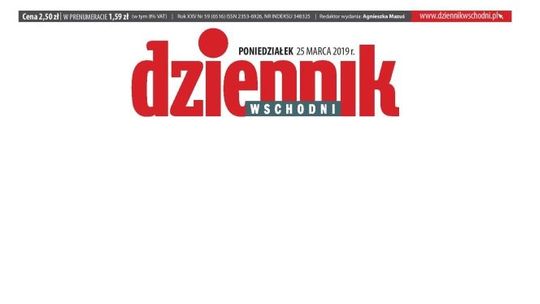 Pierwsza strona Dziennika Wschodniego z 25 marca 2019 r.