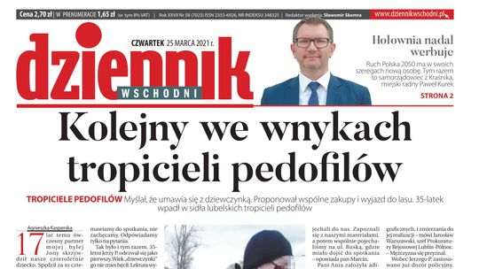 Pierwsza strona Dziennika Wschodniego z 25 marca 2021 roku