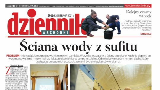 Pierwsza strona Dziennika Wschodniego z 25 sierpnia 2021 roku
