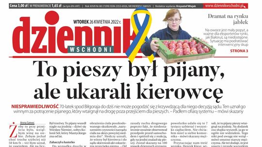  Pierwsza strona Dziennika Wschodniego z 26 kwietnia 2022 r. 