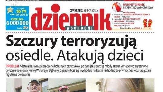 Pierwsza strona Dziennika Wschodniego z 26 lipca 2018 r.