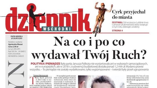 Pierwsza strona Dziennika Wschodniego z 26 lipca 2019 r.