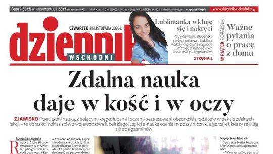 Pierwsza strona Dziennika Wschodniego z 26 listopada 2020 r.