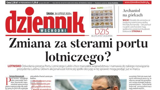 Pierwsza strona Dziennika Wschodniego z 26 lutego 2020 r.