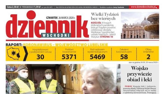 Pierwsza strona Dziennika Wschodniego z 26 marca 2020