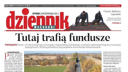 Pierwsza strona Dziennika Wschodniego z 26 października 2021 r.