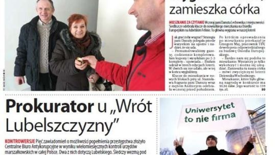 Pierwsza strona Dziennika Wschodniego z 26 stycznia 2017 roku