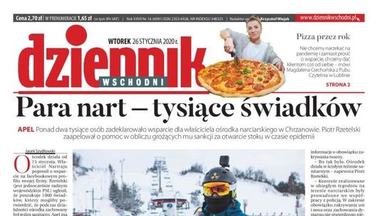 Pierwsza strona Dziennika Wschodniego z 26 stycznia 2021 