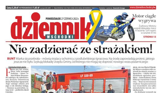 Pierwsza strona Dziennika Wschodniego z 27 czerwca 2022 r.