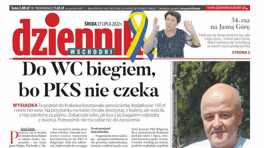 Pierwsza strona Dziennika Wschodniego z 27 lipca 2022 roku