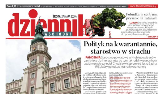 Pierwsza strona Dziennika Wschodniego z 27 maja 2020 r.