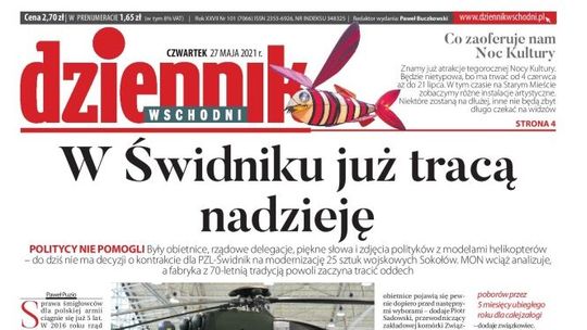 Pierwsza strona Dziennika Wschodniego z 27 maja 2021 r.