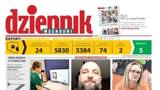 Pierwsza strona Dziennika Wschodniego z 27 marca 2020 r.