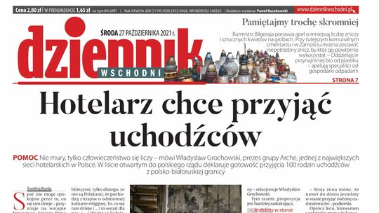 Pierwsza strona Dziennika Wschodniego z 27 października 2021 roku