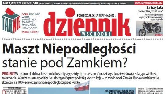 Pierwsza strona Dziennika Wschodniego z 27 sierpnia 2018 roku