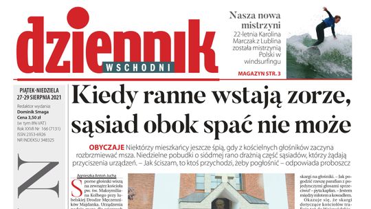 Pierwsza strona Dziennika Wschodniego z 27 sierpnia 2021 r.