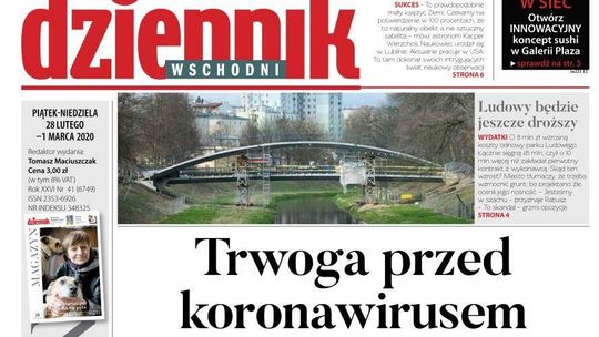Pierwsza strona Dziennika Wschodniego z 28.02.2020
