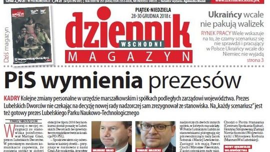 Pierwsza strona Dziennika Wschodniego z 28 grudnia 2018 roku